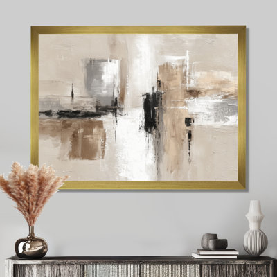 Brown And Black Brushstroke Abstract Painting - Cubism Wall Art, Brown Abstract Canvas Print