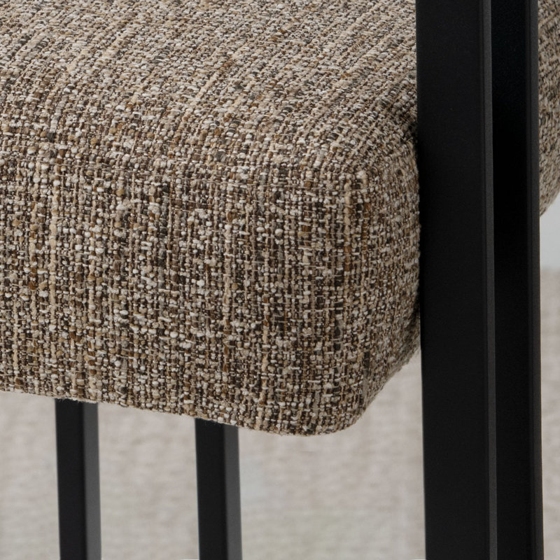 Fauteuil de salle à manger rembourré de 18 po en tweed, Tweed-brun