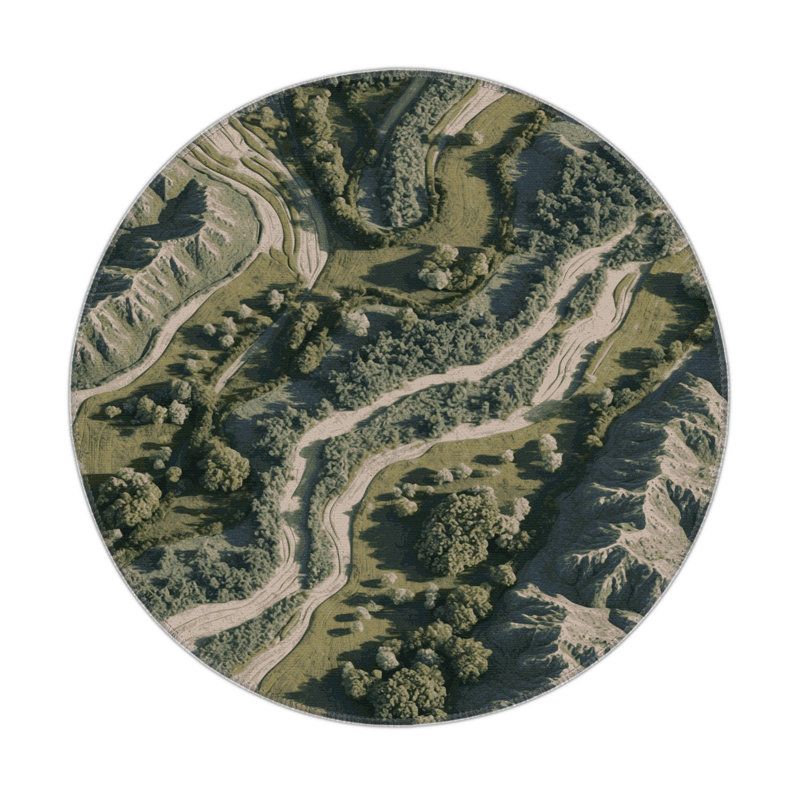 Nature Grey Indoor and Outdoor Area Rug, Round 5'