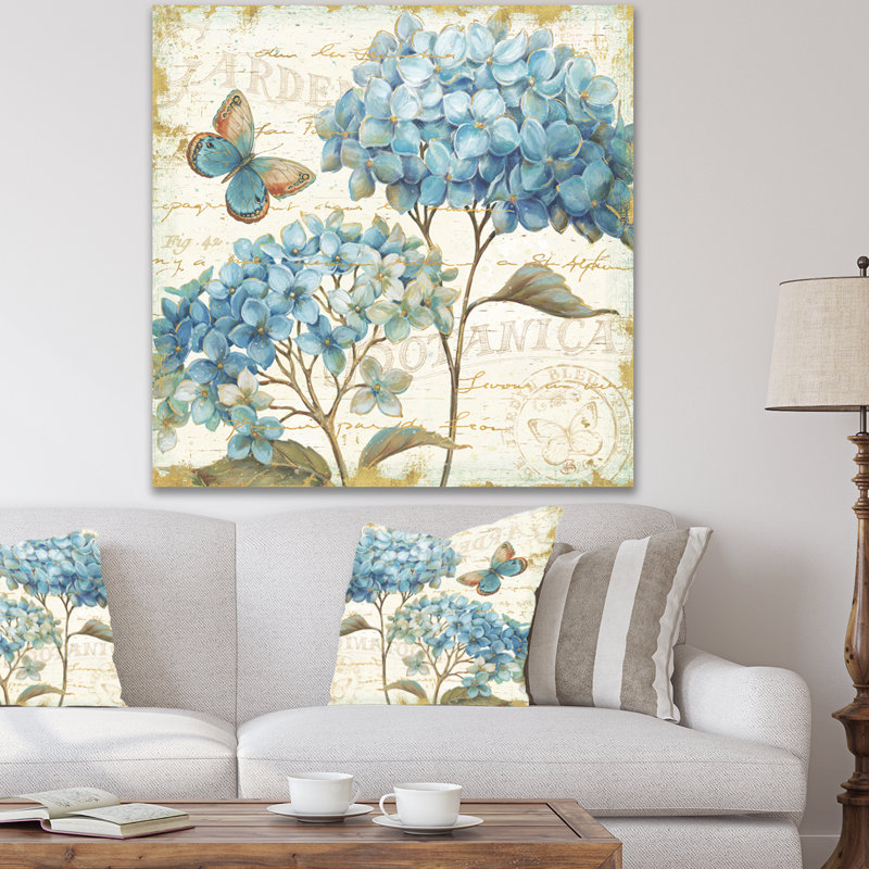 «Butterfly Blue Garden II», reproduction d'art sur toile tendue, H 16 po x l 16 po x P 1 po, Toile tendue
