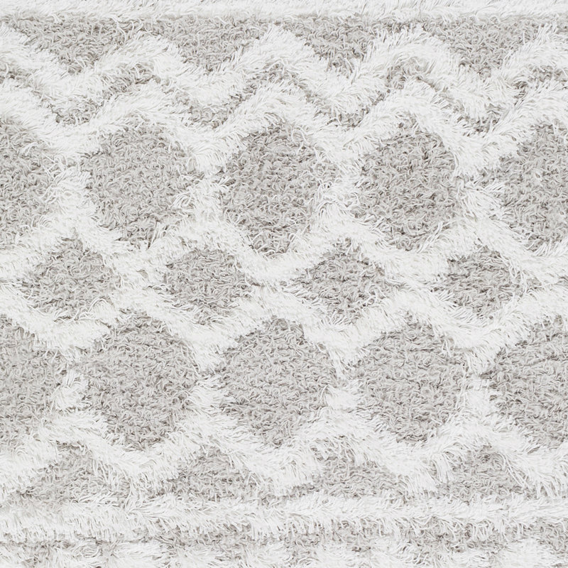 Light Grey Modern Shaggy Rug, Geometric Easy to Clean Rug For Living Room, Dining Room, Bedroom, Rectangle 130 x 170 cm