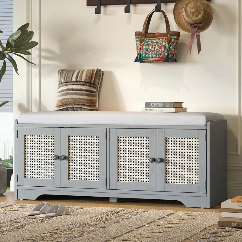 Banc de rangement multifonctionnel pour hall d'entrée, Gris délavé