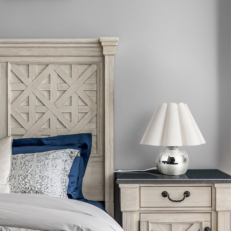 Lampe de table Lenee, Blanc, Argent argent, Oui