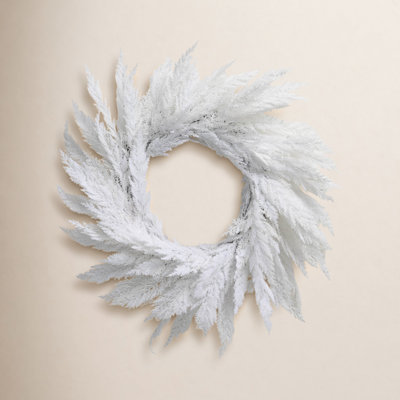 28" Artificial White Cypress Christmas Wreath, White
