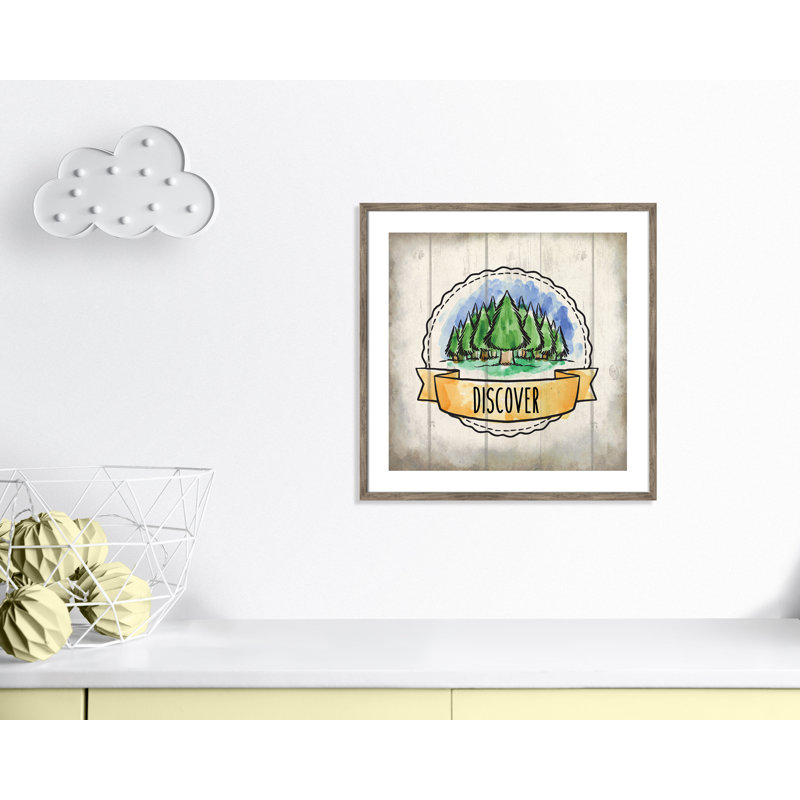 «Adventure is out There», art encadré 3, 26.5" H x 26.5" W x 1.18" D, Encadré de boîte de grange gris