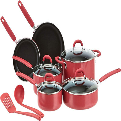 Aluminum 12Pc Red Cookware Set