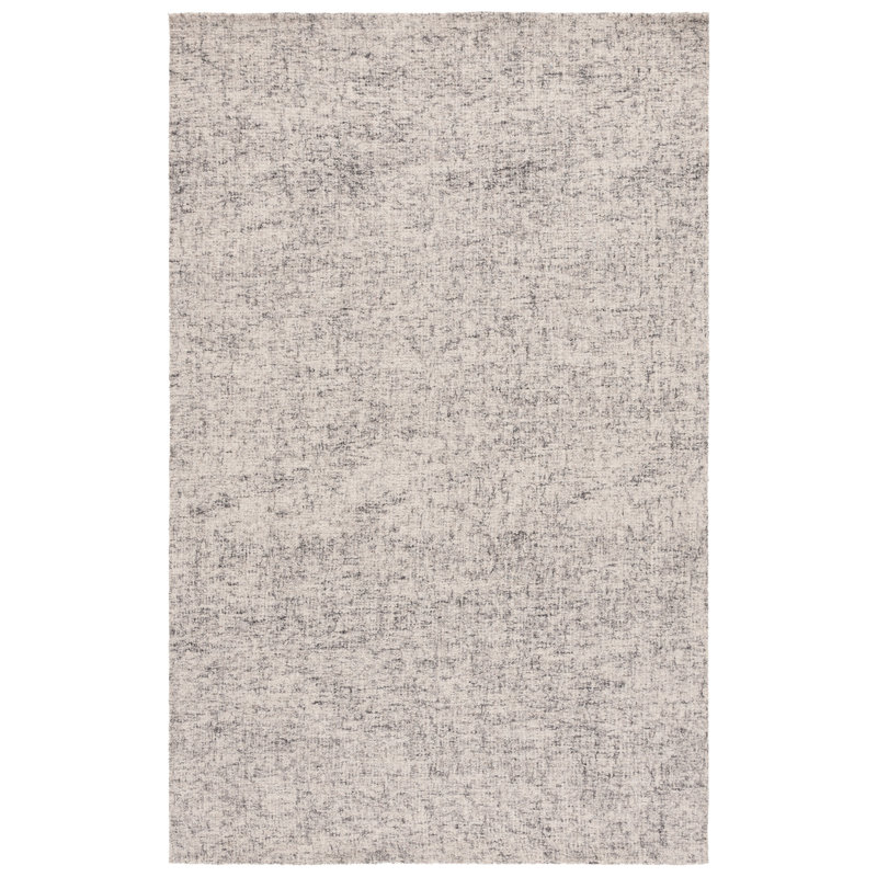 Abstract 175 Hand Tufted Wool; Cotton No Pattern Rug in Grey/Ivory, Rectangle 3' x 5'