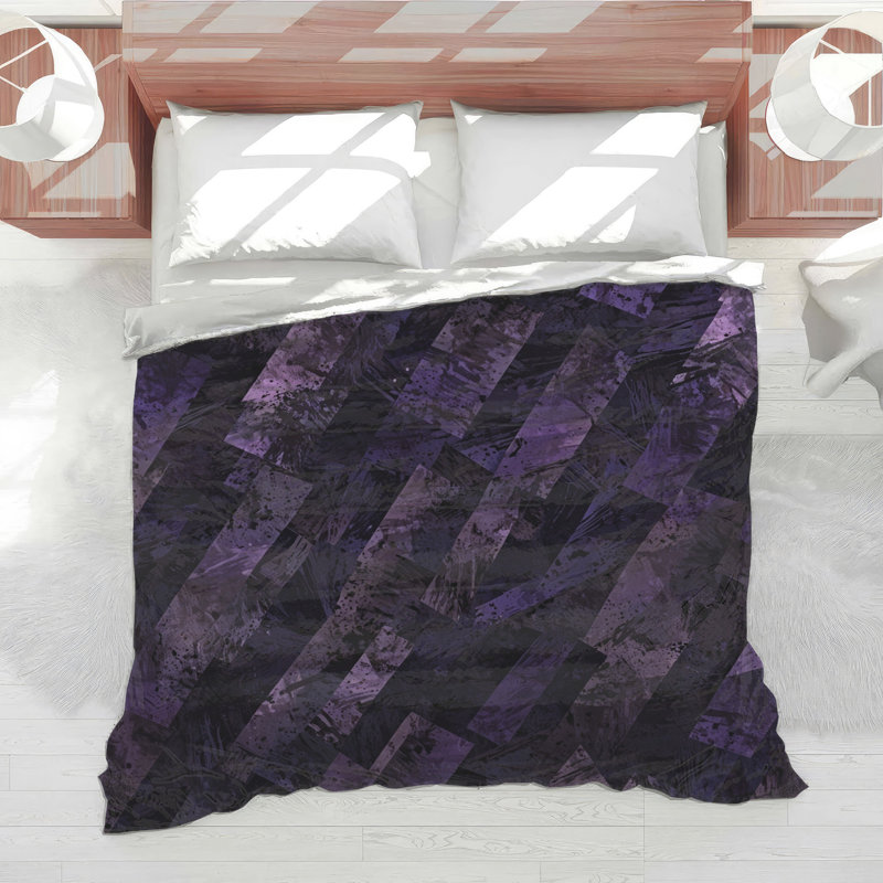 Édredon mauve à motif géométrique abstrait, Simple extra long