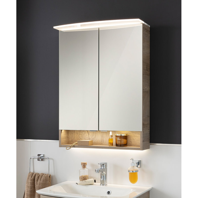 600mm W 810mm H Wall Cabinet Frameless Medicine Cabinet Mirror 2 Adjustable, Brown