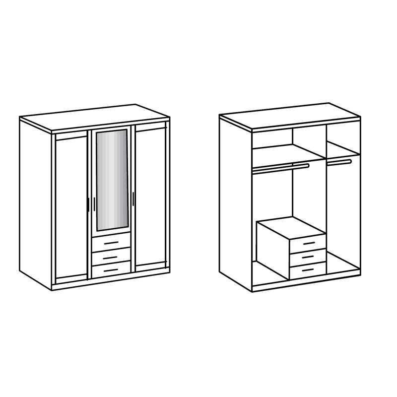Wiburgh 3 Door Manufactured Wood Wardrobe, Rough-cut oak