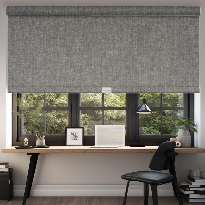 Blackout Roller Shades For Windows Cordless Linen Fabric Roller Blinds For Window Thermal Insulated Fabric UV Protection Window Shades For Home,Blackout,