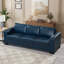 Bleu marine 93,7 po à 3 places recouvert de cuir PU respirant, accoudoir carré avec porte-gobelet, rangement et coussin en mousse à ressorts confortable, housse de coussin amovible qui recouvre un large revêtement en cuir,