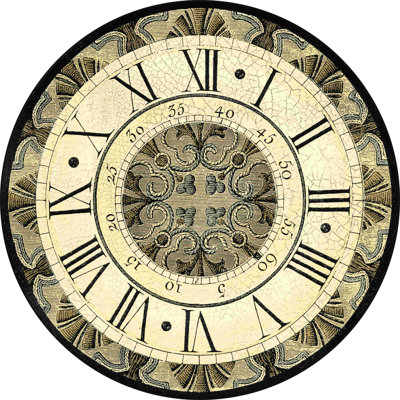 " Vintage Motif Clock " by Vision Studio Painting Print