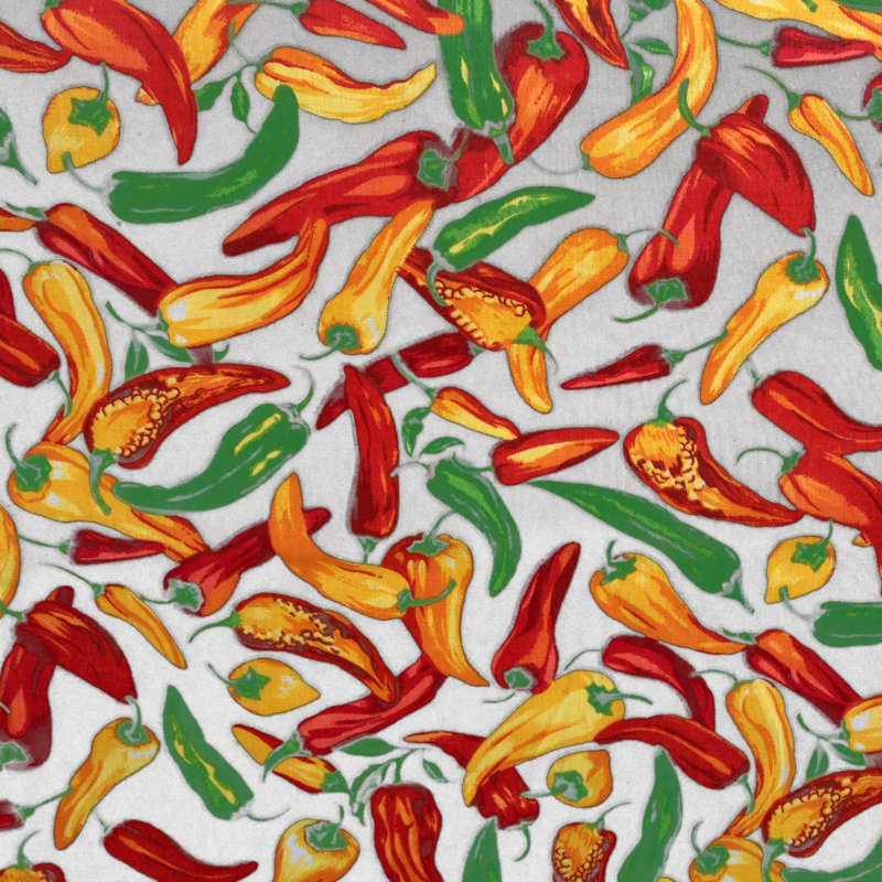 Cantonnière à motif piment chili de 58 po de largeur, L 58 po x L 28 po, Blanc