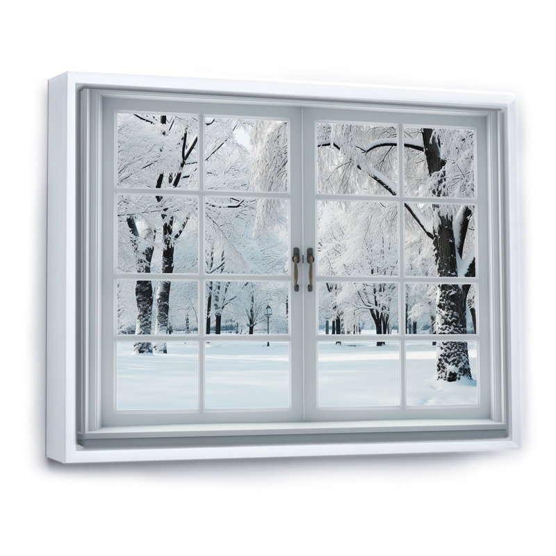 Winter Forest Window Views I - Winter Landscape, reproduction d'art sur toile encadrée, H 34 po x l 44 po x P 1,5 po