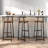 Set Of 3 Bar Stools With Backrest, Footrest And Metal Frame