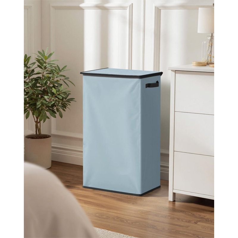 Laundry Hamper With Lid 100L Large & Tall Collapsible Laundry Basket, Clothes Hamper With Bag Removable Easy To Carry, Dirty Hampers For Bedroom, Bathroom, Dorm, College, Blue Grey