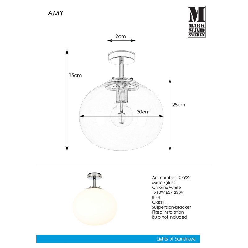 Mirasol Glass Semi Flush Mount, White