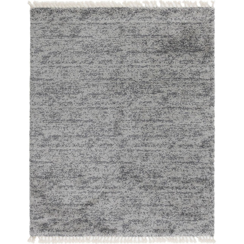 Tapis gris à rayures Mitzy, Rectangle 8 pi x 10 pi