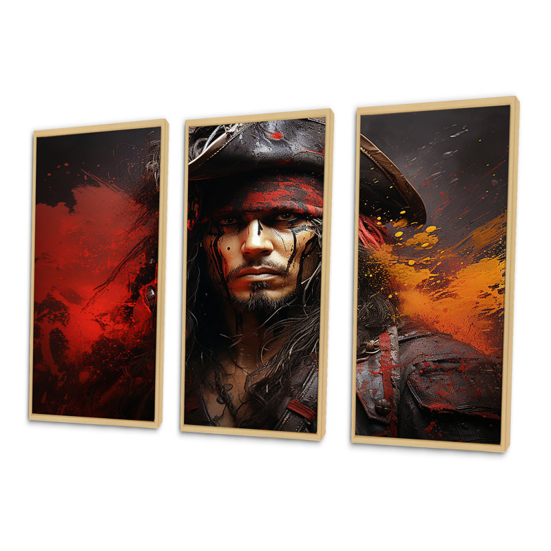 Ensemble de décoration murale Pirates Corsairs, H 40 po x l 60 po x P 1 po, Cadre naturel flottant