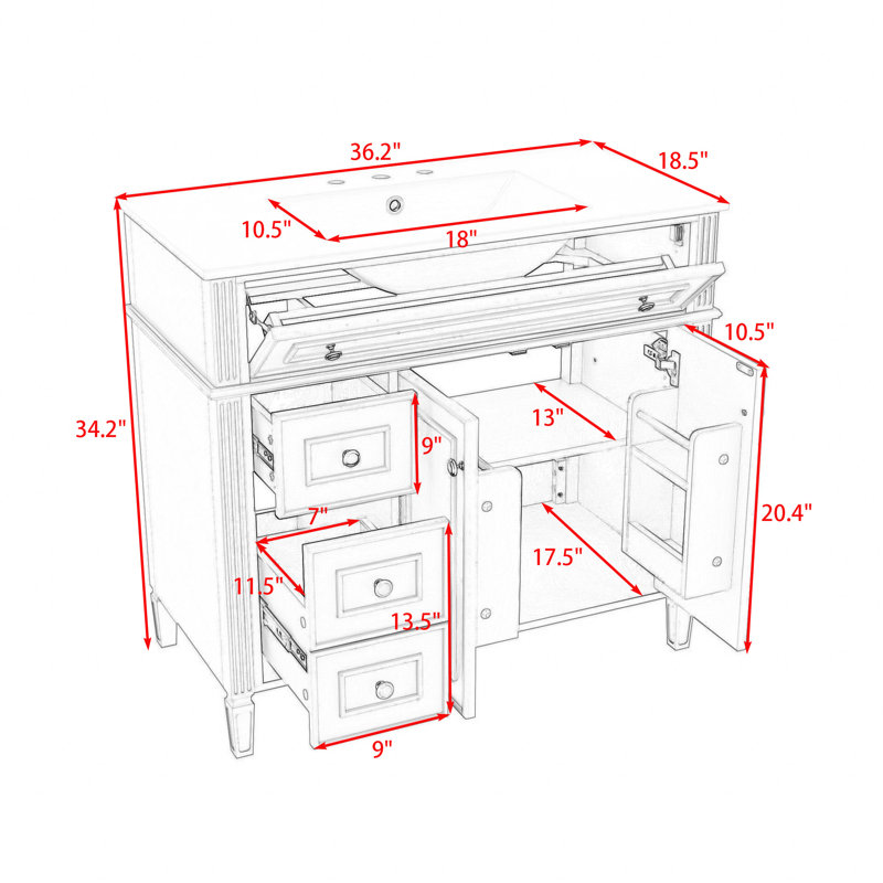 Meuble-lavabo de salle de bain avec lavabo en céramique, 3 tiroirs et armoire de rangement à fermeture en douceur, Vert
