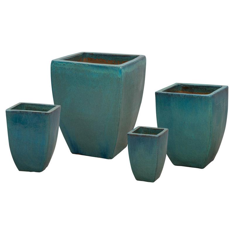 Pot à fleur Creasman, H 14 po x l 10 po x P 10 po, Bleu sarcelle