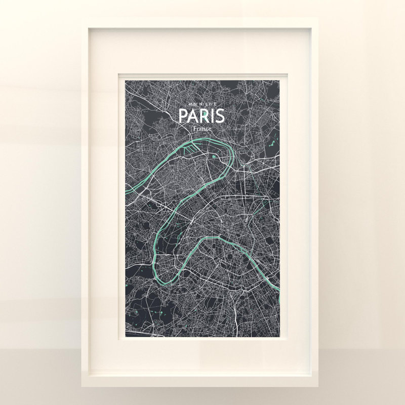 Paris City Map In Dream - No Frame Print, 17cm H x 11cm W x 0.05cm D