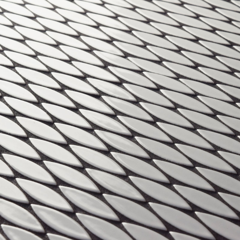 Pescado 12 " x 12-1/2 " Porcelain Mosaic Floor & Wall Tile, Glossy Blanco