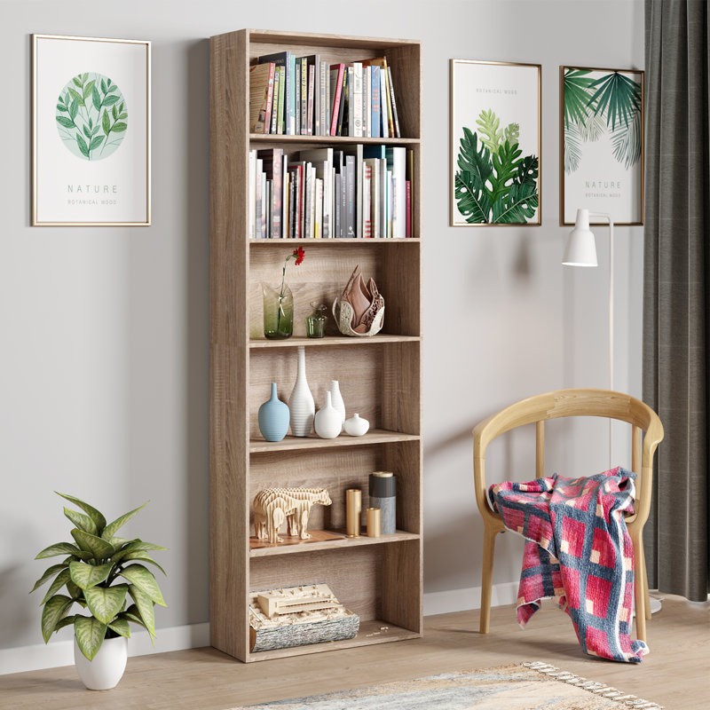Langner 70.8" H x 23.6" W Standard Bookcase, 6-Tier Open Bookcase and Bookshelf, Freestanding Display Storage Shelves Tall Bookcase for Bedroom, Living Room and Office