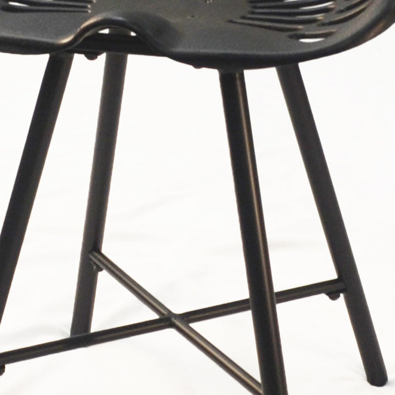 Chaise sans dossier en métal 18 po, Noir