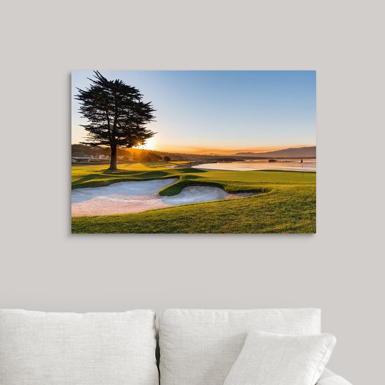 « pebble beach golf course, hole #18 », reproduction de photo, H 16 po x l 24 po x P 1,25 po, Toile tendue