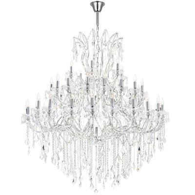 Kiroko 60" 49-Light Up Chandelier for Dining Room, Grand Foyer, Ballroom – Chrome Finish with Crystal – Oversized Traditional Fixture