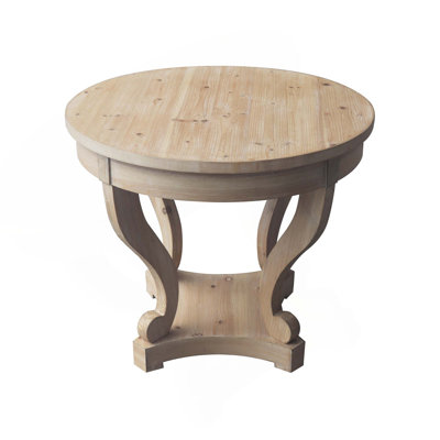 Curved Legs Farmhouse Style Small Size Round Dining Table, Grain, Perfect for Cozy Meals and Decor by Ophelia & Co.