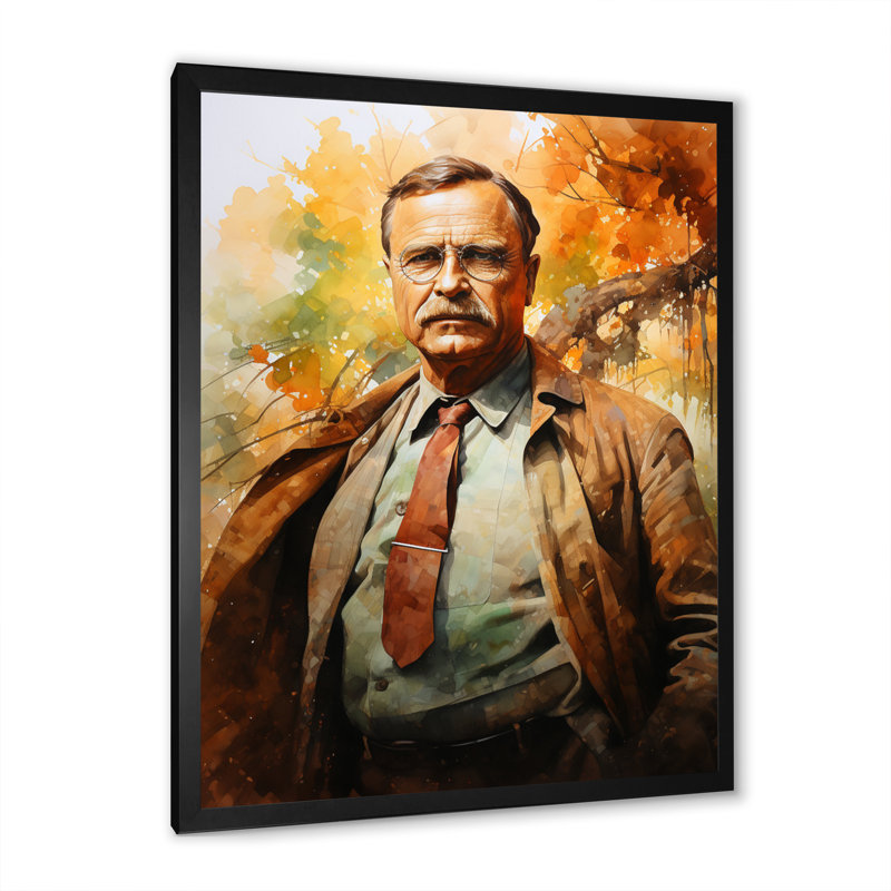 Le président Theodore Roosevelt - président / impression sur toile politique, H 44 po x l 34 po x P 1,5 po, Cadre photo noir
