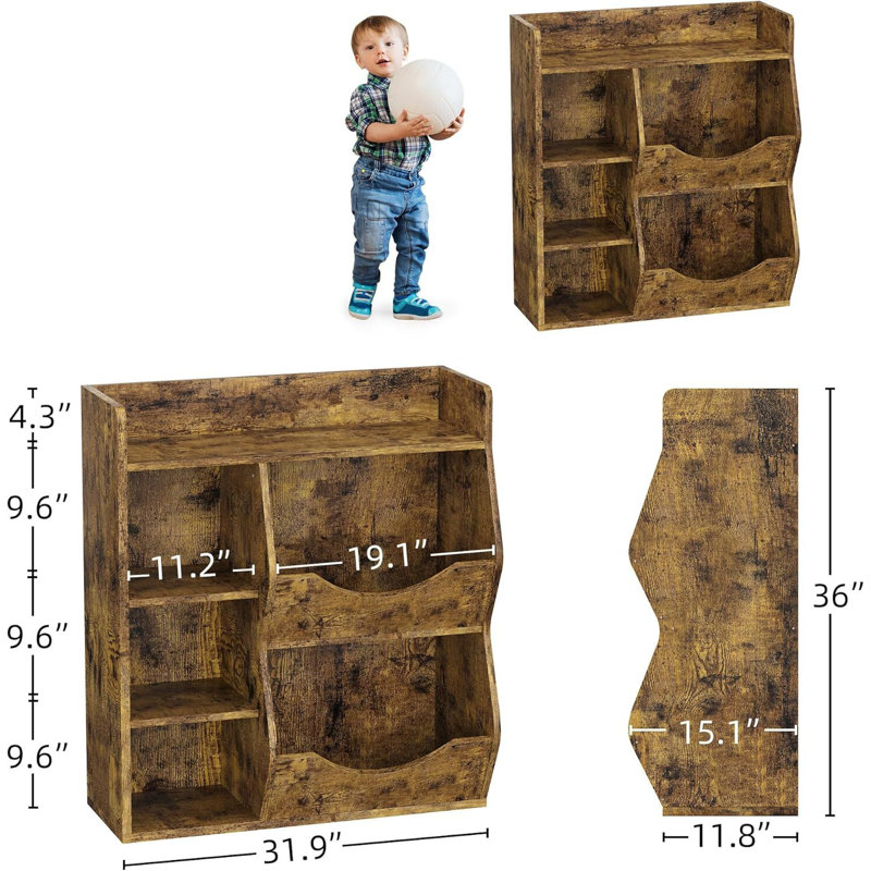 Bibliothèque pour enfants 3 niveaux, Brun
