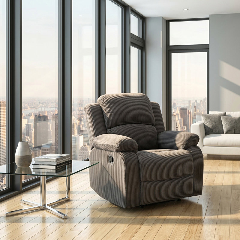 Fauteuil de repos manuel en velours côtelé gris foncé, Velours côtelé gris