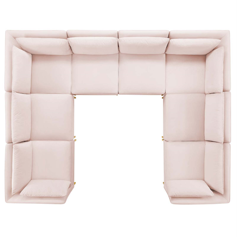 Ardent 8-Piece Performance Velvet Sectional Sofa, Pink Polyester