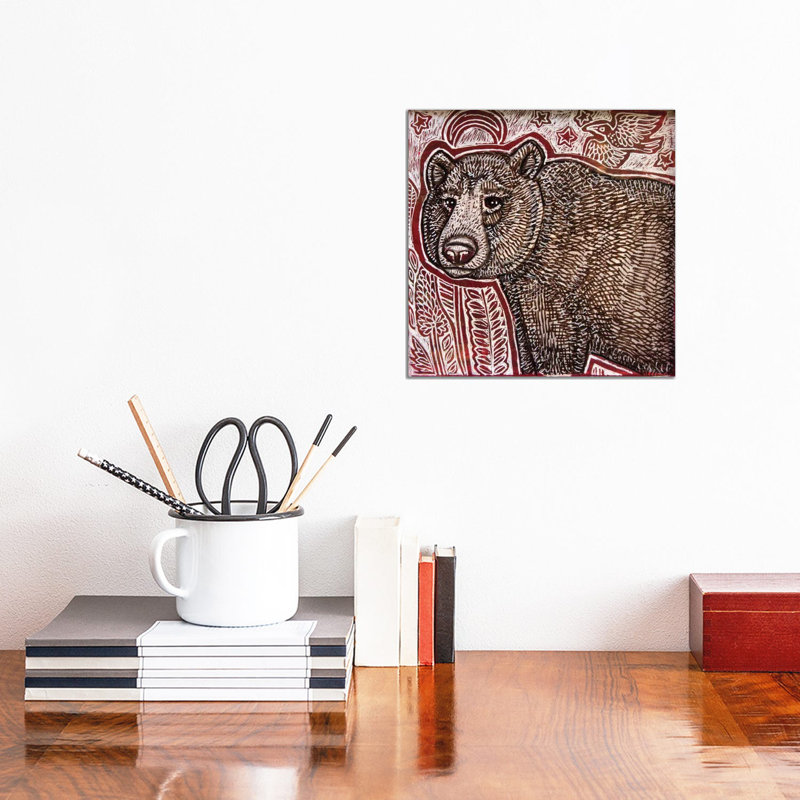 Wandering Bear 1 Piece Painting on Canvas, 30.48cm H x 30.48cm W x 1.91cm D, Wrapped Canvas
