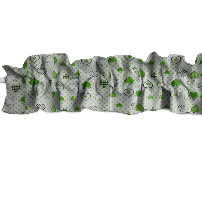 Cantonnière pour fenêtre à motif de cœurs et de pois, Vert
