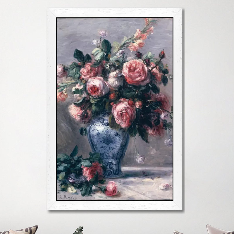 Vase Of Roses by Pierre-Auguste Renoir - Gallery-Wrapped Canvas Giclee on Canvas, White Framed, 101.6 cm H x 66.04 cm W