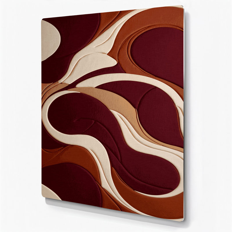 Art abstrait en métal rouge, formes abstraites 55, 12" H x 18" W