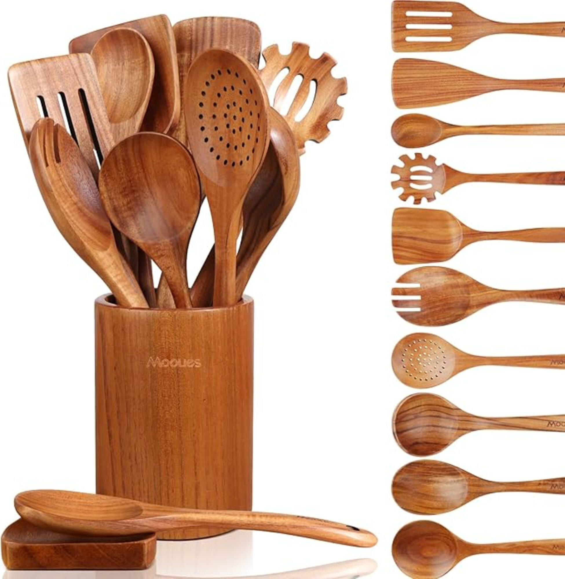 HHA 12 Piece Wooden Spoons For Cooking, Wooden Utensils For Cooking ...