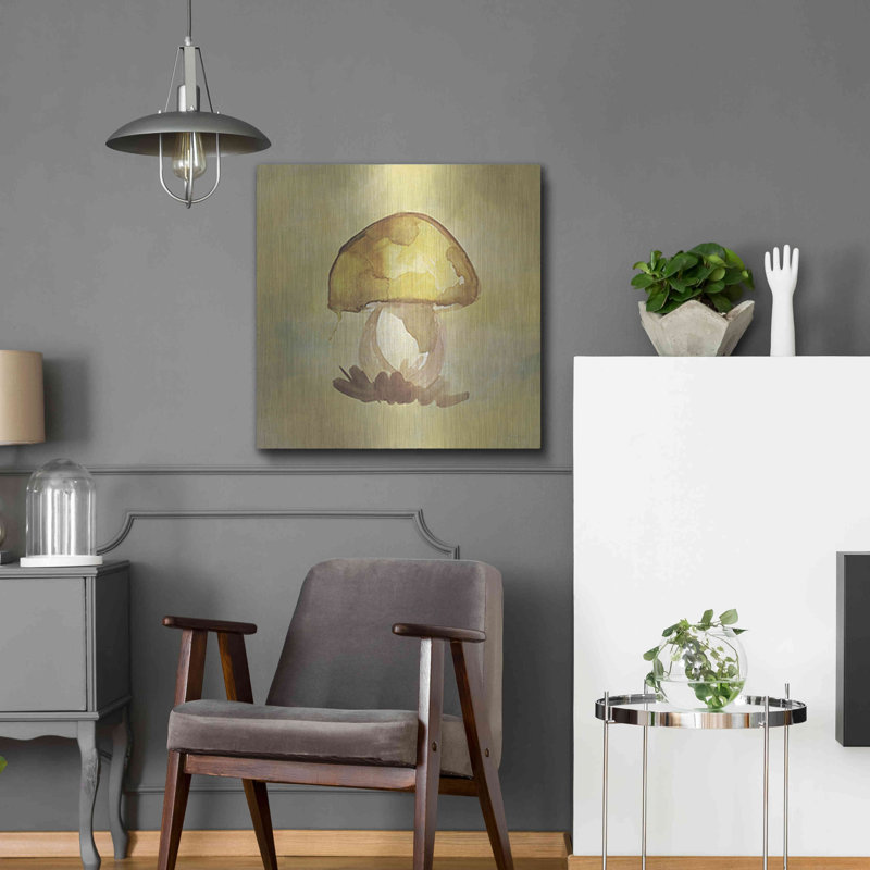 Art mural en métal luxueux «Treasured Mushroom» par Yass Naffas Designs, 36 po x 36 po, H 24 po x l 24 po