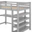 Lit mezzanine avec tablettes de rangement et bureau sous le lit-1345696168