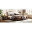 Lit escamotable double avec tablettes de rangement et tiroirs, gris