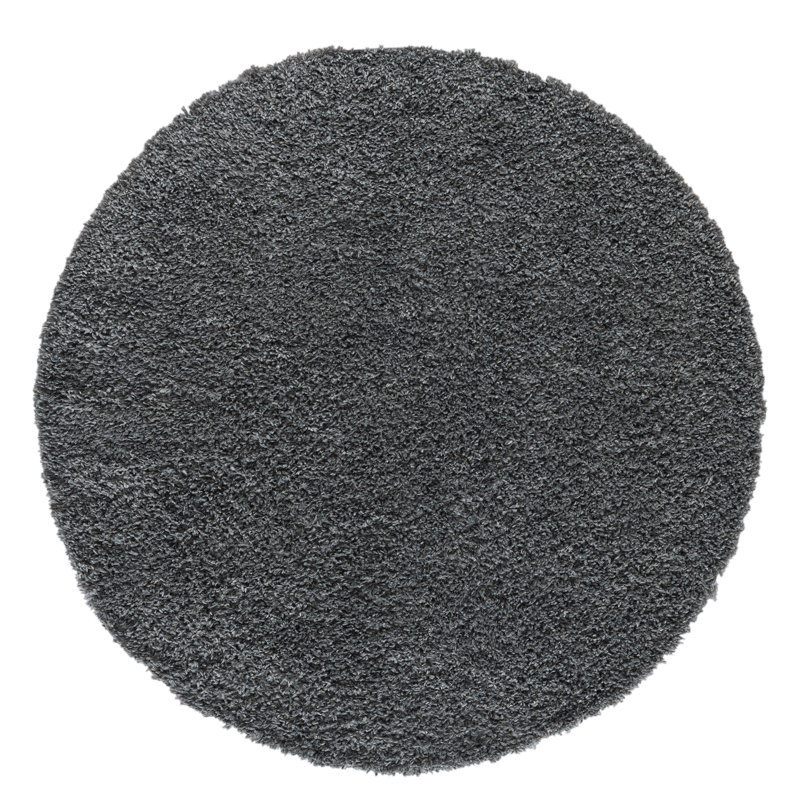 Shaggy Lush grey Rug, Round 150cm