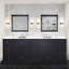 Meuble-lavabo double avec comptoir en quartz blanc-110912864