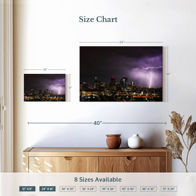 Kavia Lightning Over Denver, 16" H x 24" W