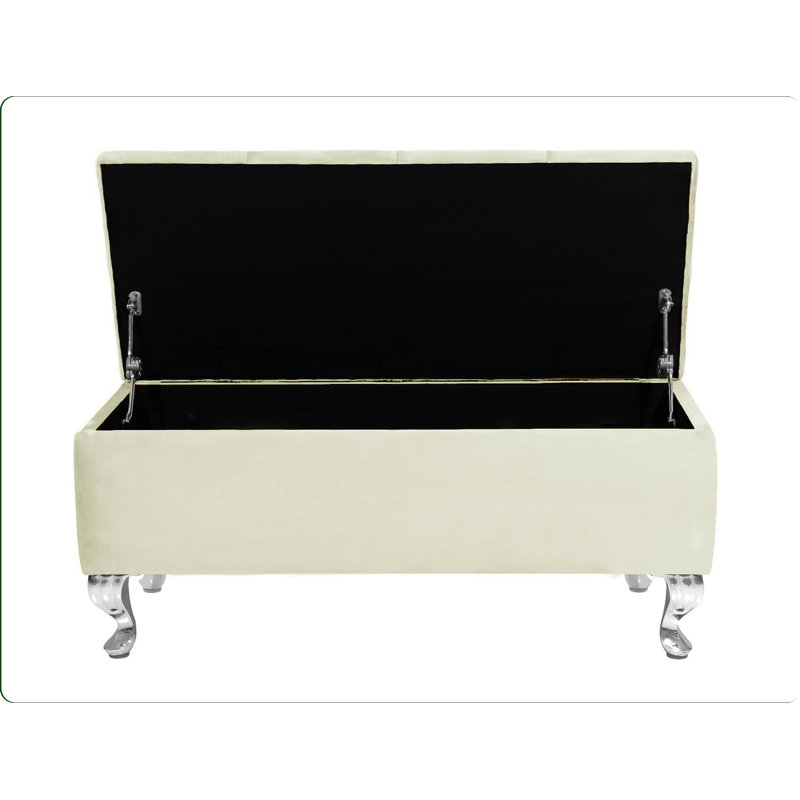 Londona Wide Velvet Tufted Rectangle Solid Color Standard Ottoman Bench with Storage, Upholstery Footstool End of Bed Bench