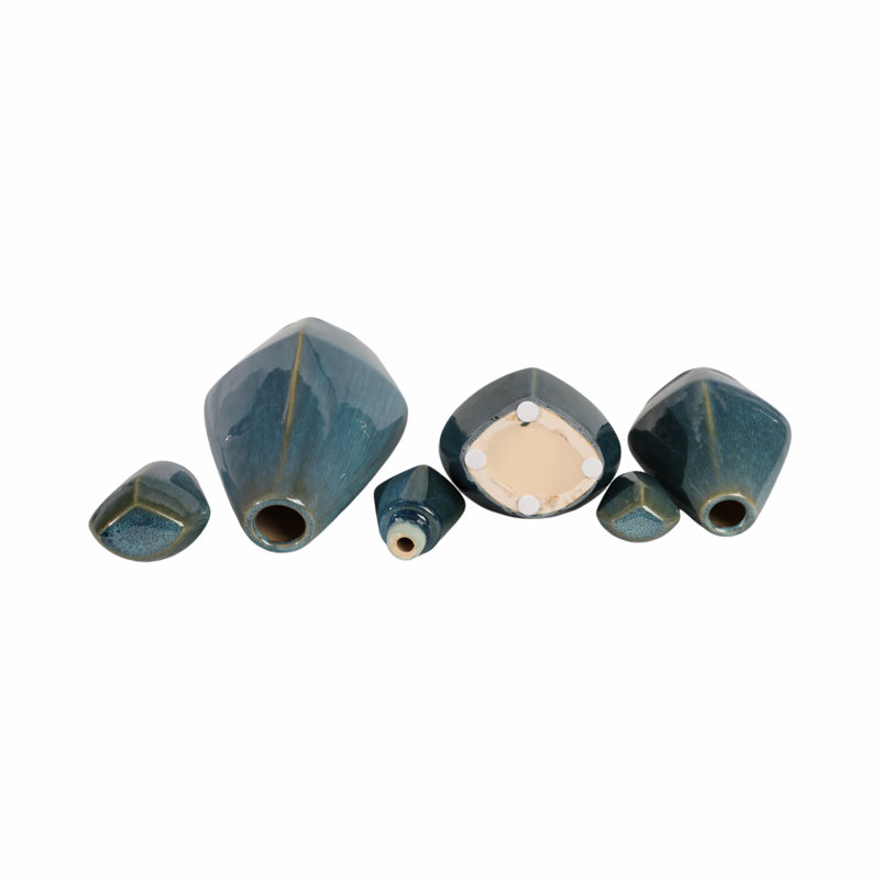 Sagebrook Handmade Stoneware Decorative Bottles, 13"H x 7"W x 6"D, Blue